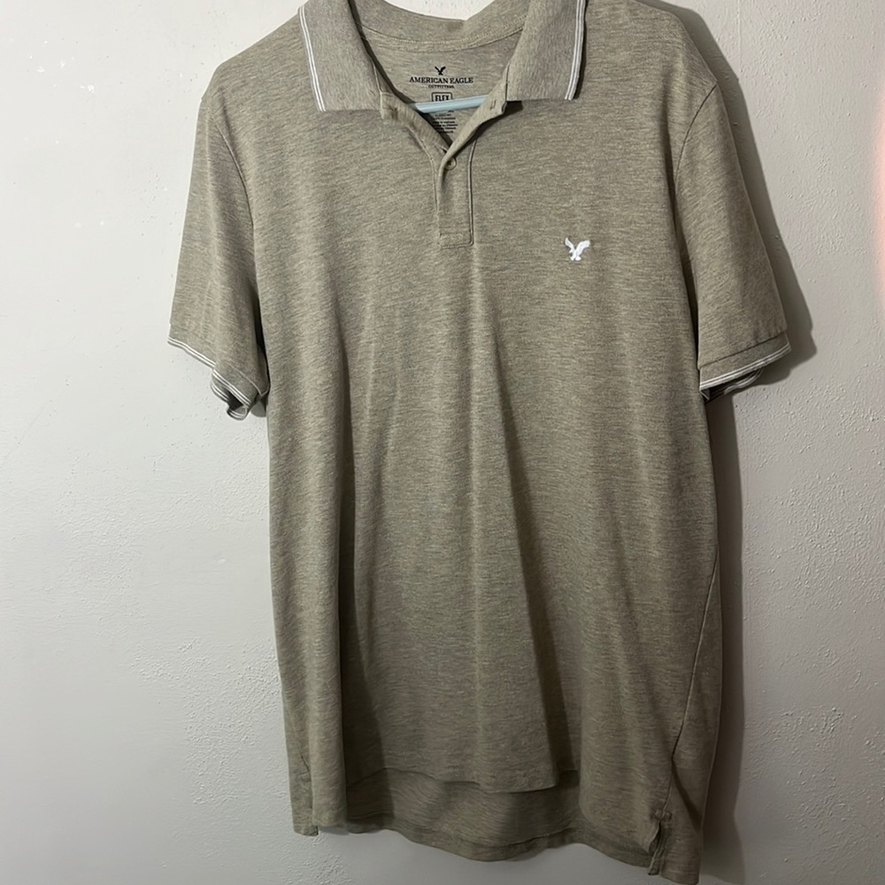 American Eagle Outfitters Men’s Collared Flex Shirt Beige